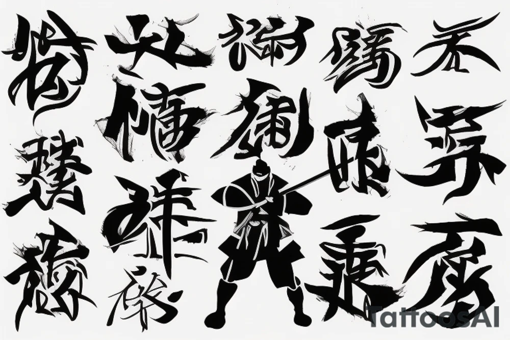 Samurai with bushido ideograms tattoo idea