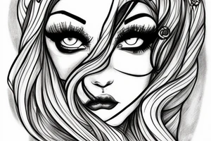 Reflection of womens eyed on sword tattoo idea