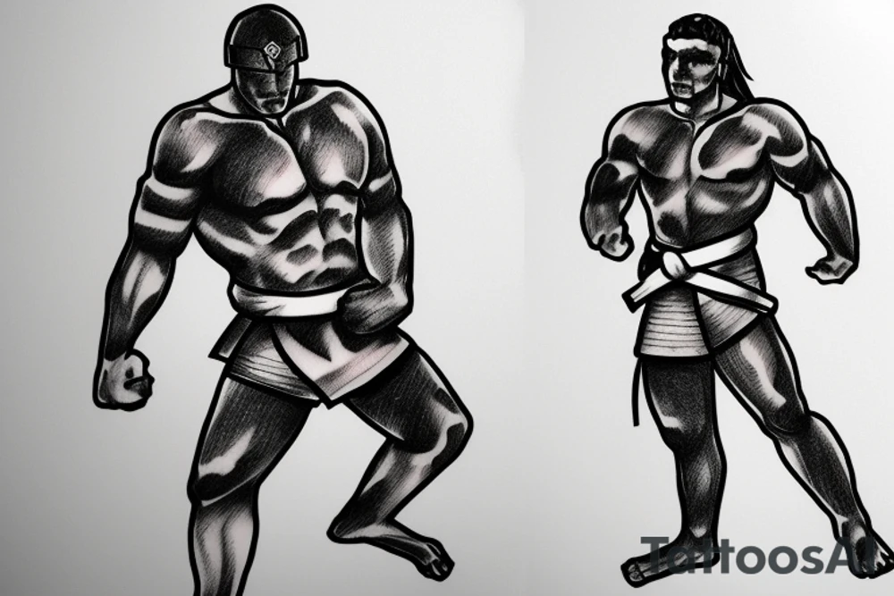 Spartan warrior in Jiu jitsu gi tattoo idea