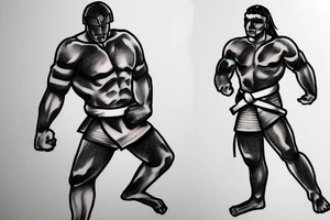 Spartan warrior in Jiu jitsu gi tattoo idea