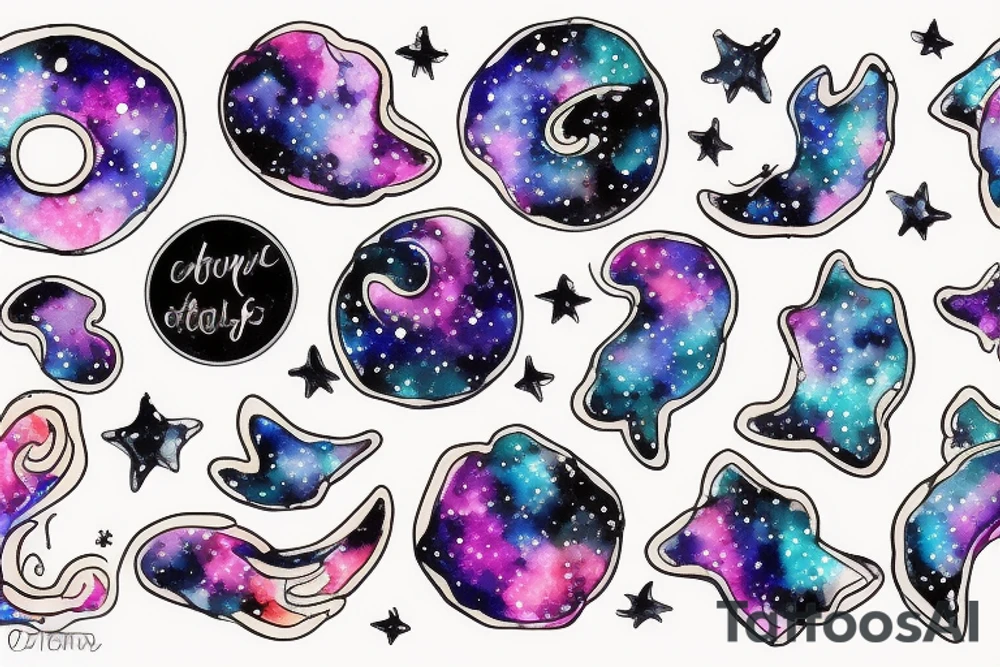 Cookie with galaxies flowing out of it tattoo idea