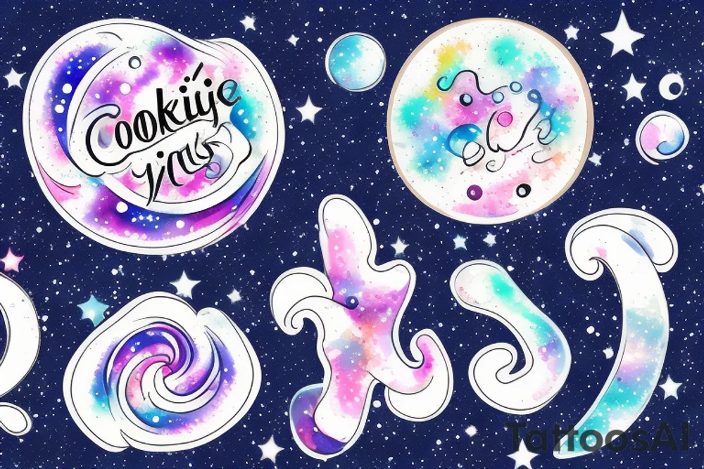 Cookie with galaxies flowing out of it tattoo idea