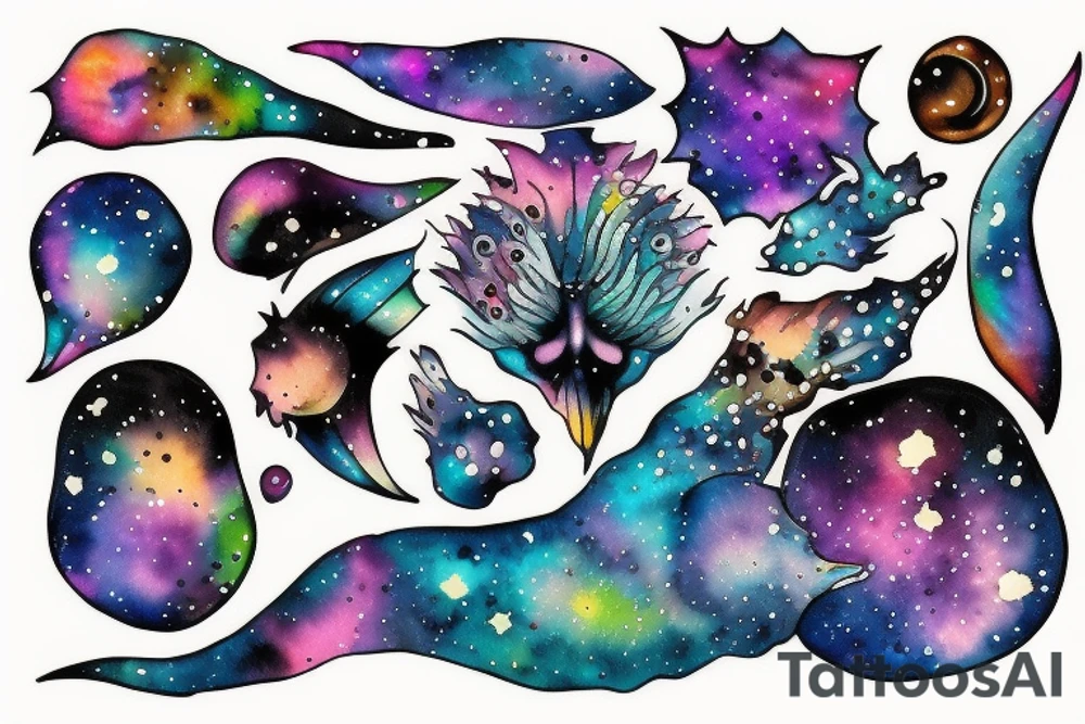 Head filled with galaxies tattoo idea