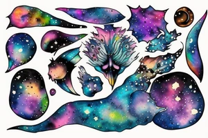 Head filled with galaxies tattoo idea