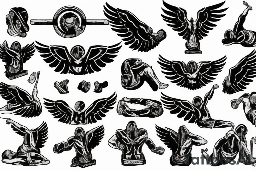 Calisthenics spartan wings strong tattoo idea