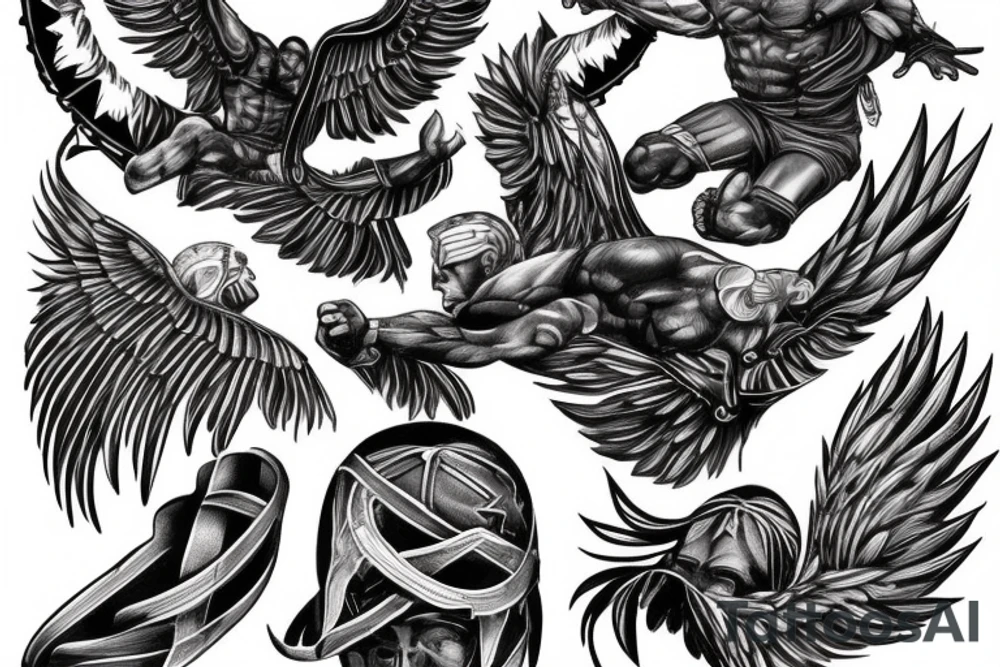 Calisthenics spartan wings strong tattoo idea