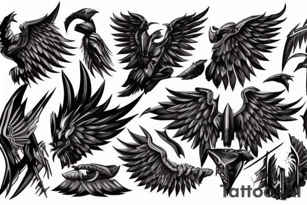 spartan wings strong evil tattoo idea