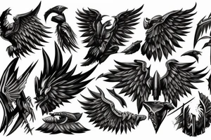 spartan wings strong evil tattoo idea