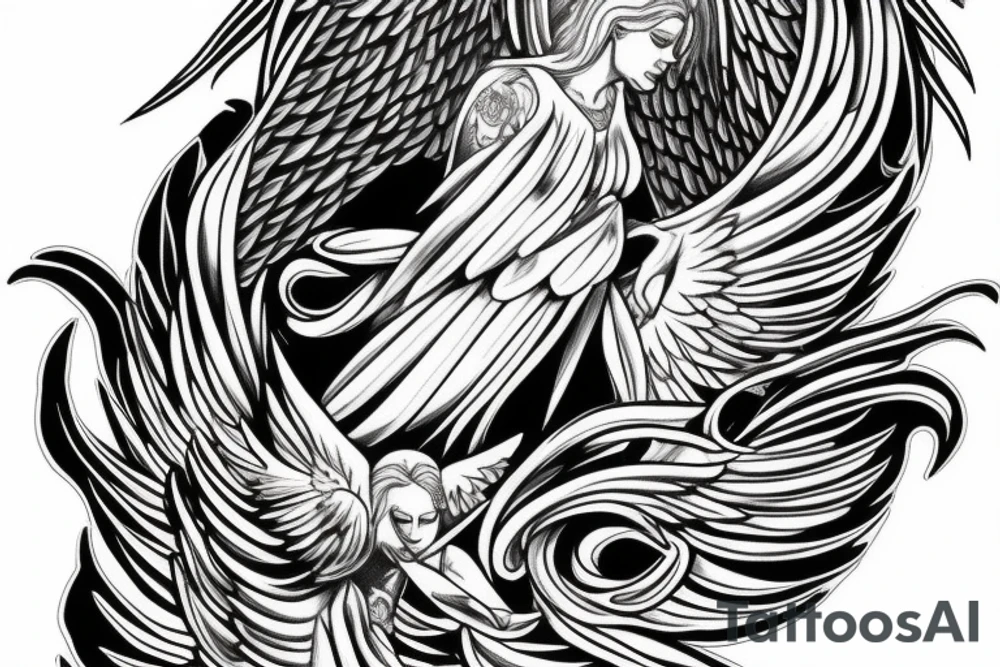 two symetric angels tattoo idea