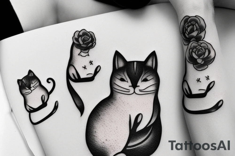 Small cat with mum tattoo idea