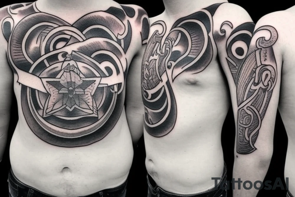 Man looking up to heaven tattoo idea