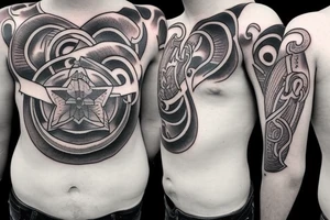 Man looking up to heaven tattoo idea