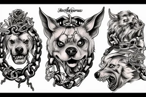 Cerberus with chains tattoo idea
