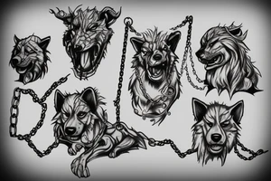 Cerberus with chains tattoo idea