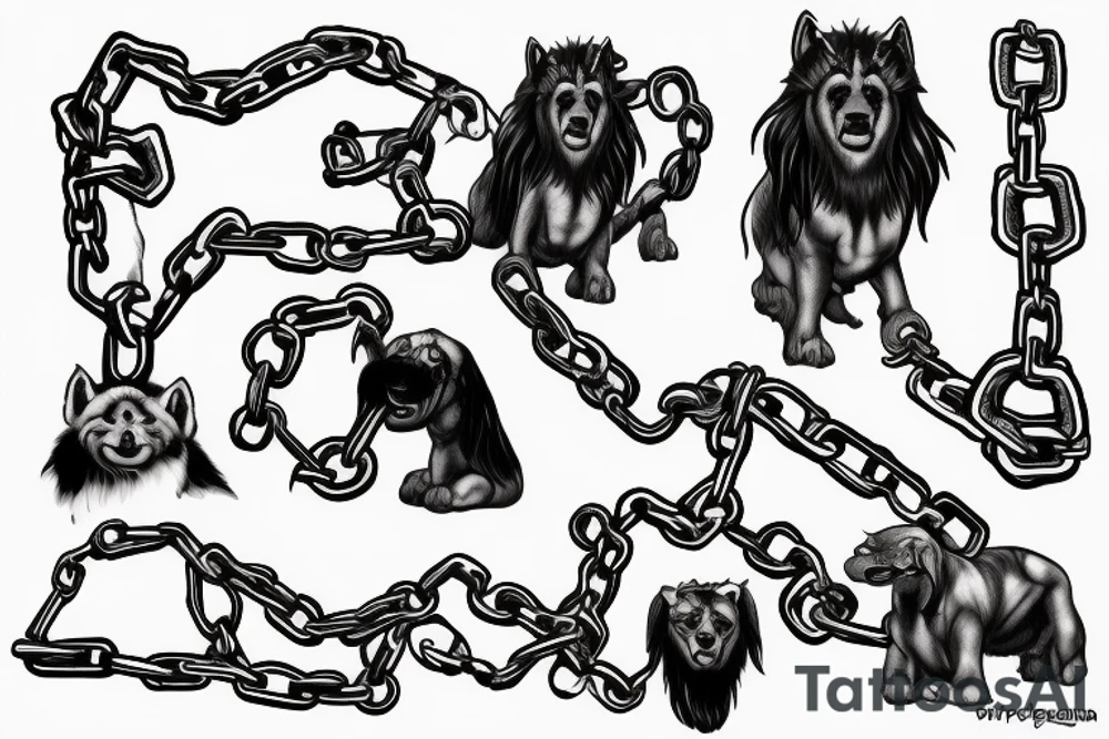 Cerberus with chains tattoo idea