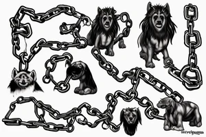 Cerberus with chains tattoo idea
