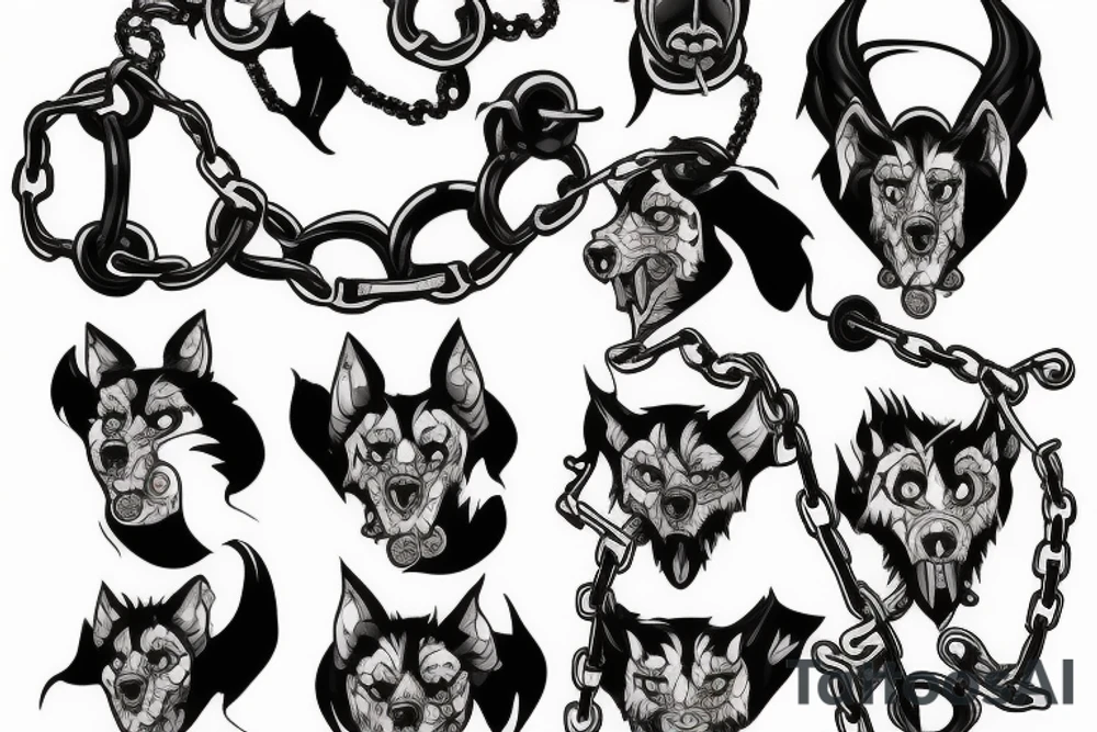 Cerberus with chains tattoo idea