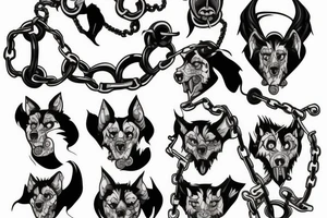 Cerberus with chains tattoo idea