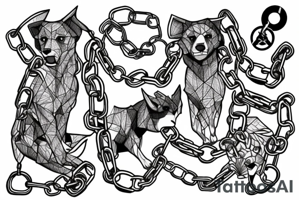 Cerberus with chains tattoo idea