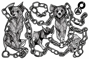Cerberus with chains tattoo idea