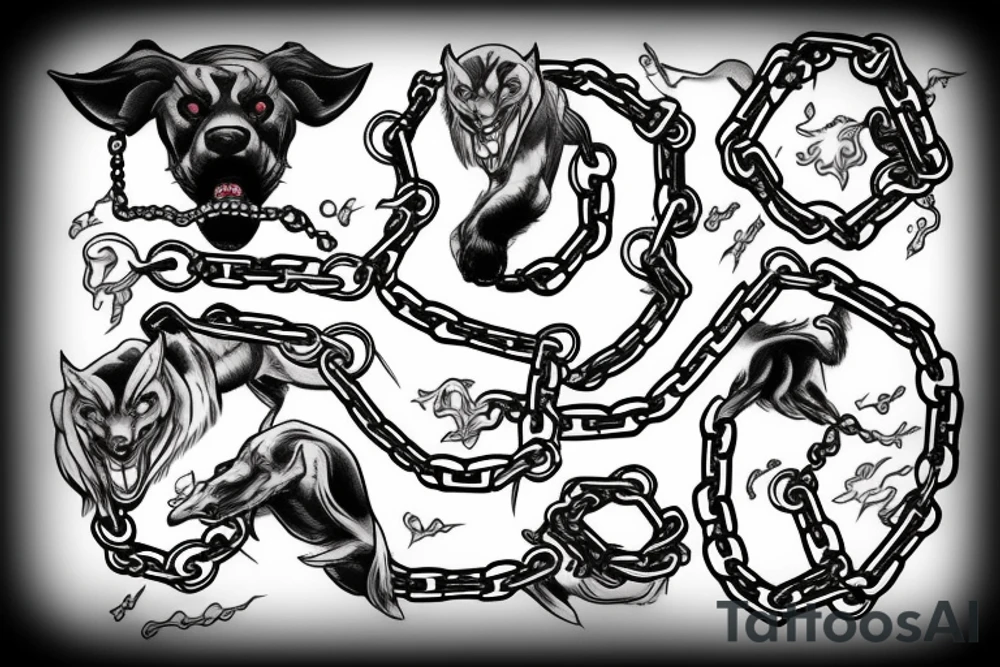 Cerberus with chains tattoo idea