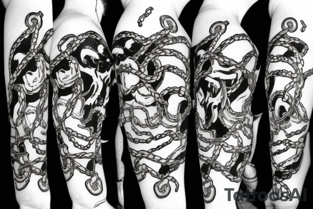 Cerberus with chains tattoo idea