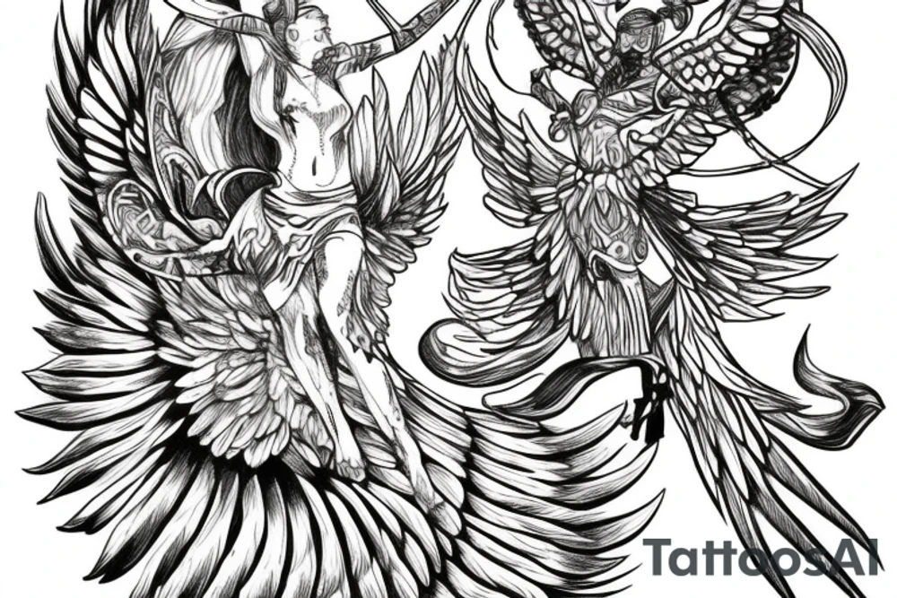 Angel wing with Viking-inspired elements tattoo idea
