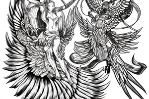 Angel wing with Viking-inspired elements tattoo idea
