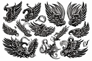 Angel wing with Viking-inspired elements tattoo idea