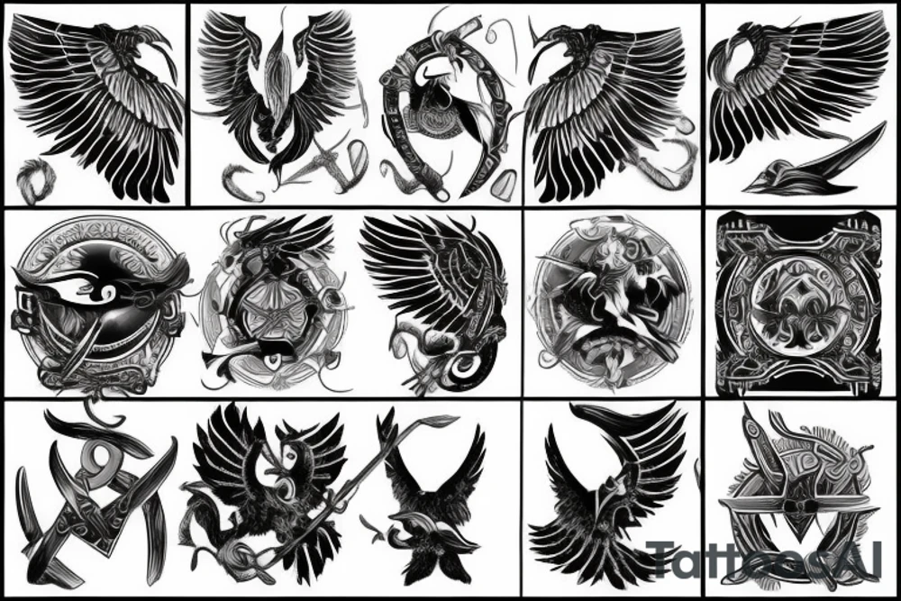 wing with Viking-inspired elements or symbole tattoo idea wing with Viking-inspired elements or symbole tattoo idea