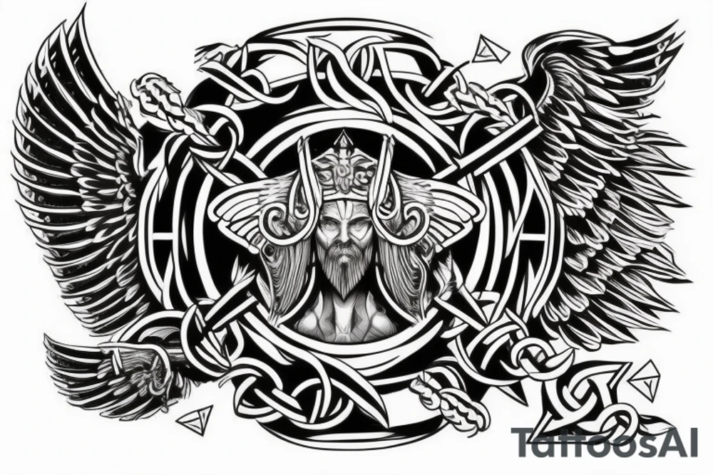 wing with Viking-inspired elements or symbole tattoo idea wing with Viking-inspired elements or symbole tattoo idea