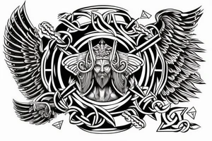 wing with Viking-inspired elements or symbole tattoo idea