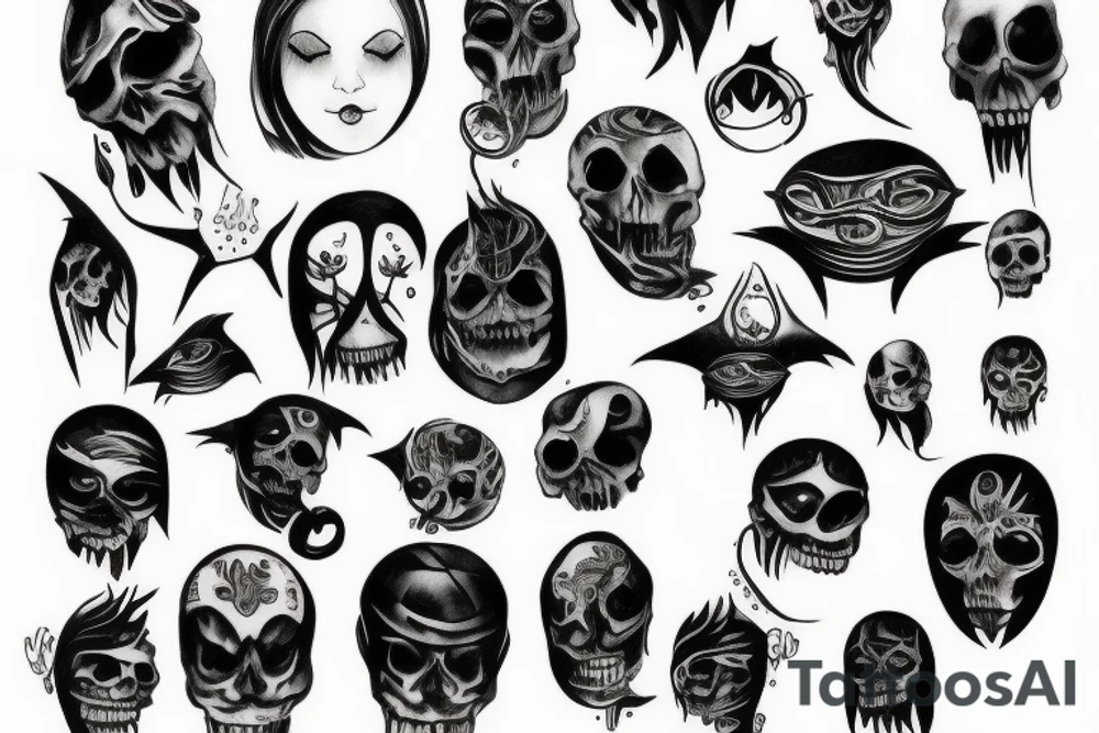 Dark, black character, sceleton tattoo idea