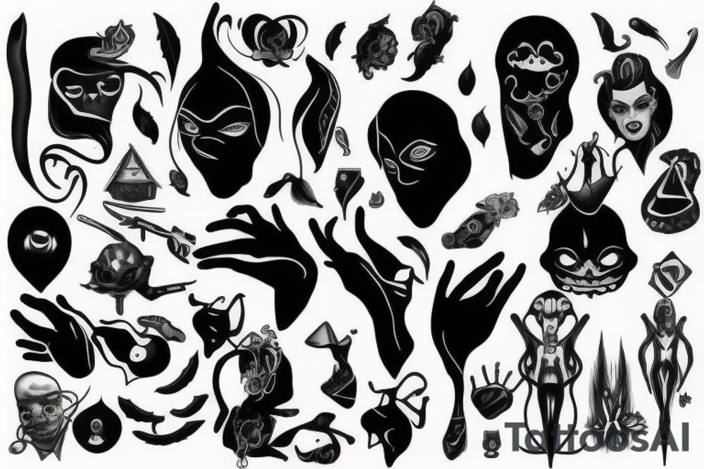 Dark, black character, tattoo idea