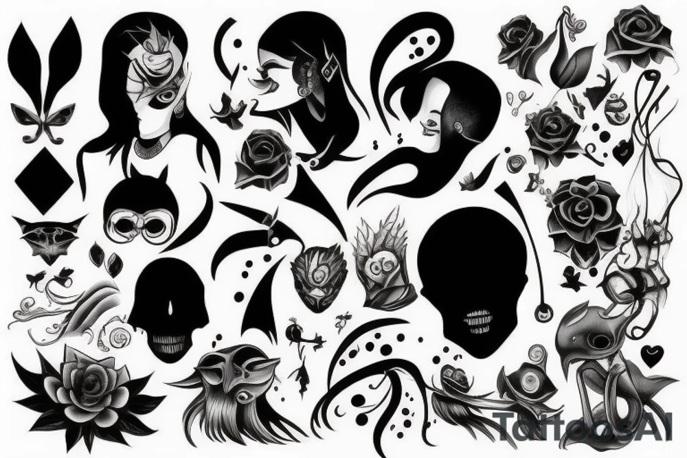 Dark, black character, tattoo idea