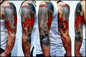 Gdansk-themed tattoo, combining realism and cartoons tattoo idea