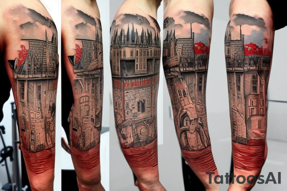 Gdansk-themed tattoo, combining realism and cartoons tattoo idea