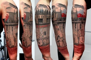 Gdansk-themed tattoo, combining realism and cartoons tattoo idea