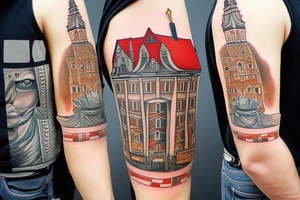 Gdansk-themed tattoo, combining realism and cartoons tattoo idea