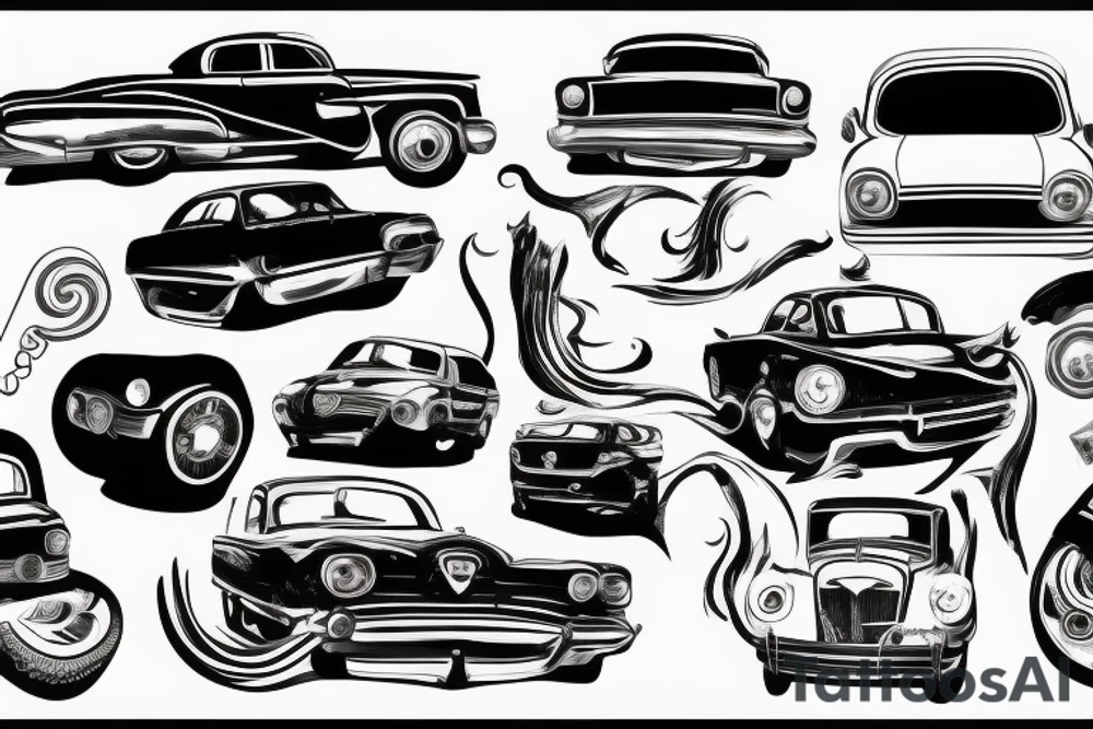 Car in road tattoo idea