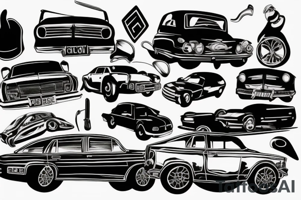 Car in road tattoo idea