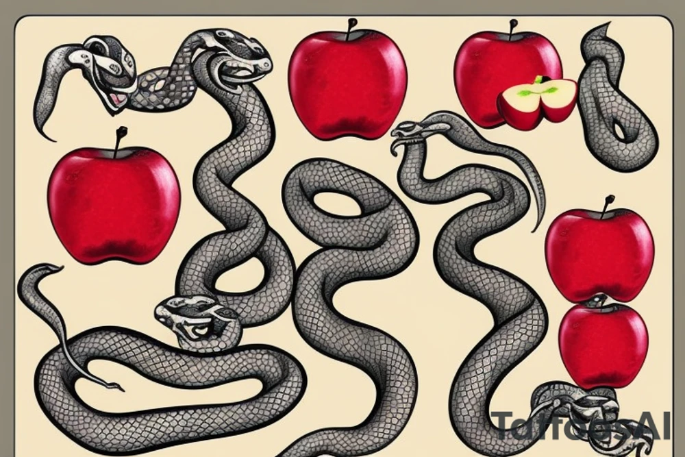 Snake bite in an Apple tattoo idea
