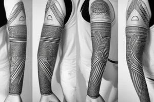 egyptian sleeve with pharaon and landscape tattoo idea