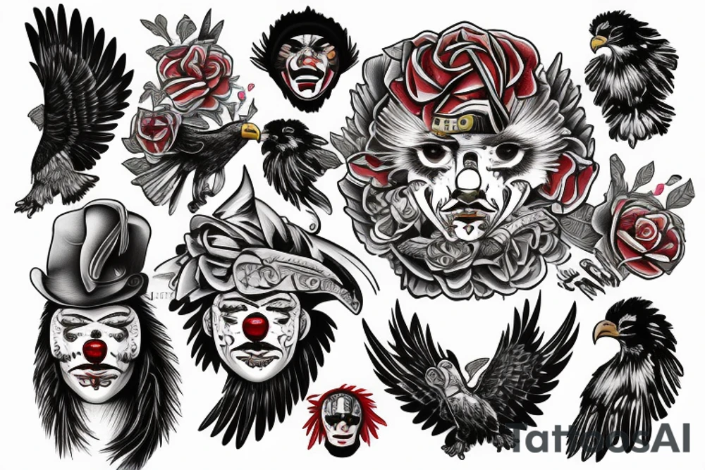 Eagle clown tattoo idea
