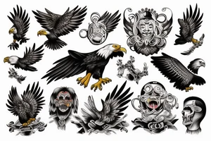 Eagle clown tattoo idea
