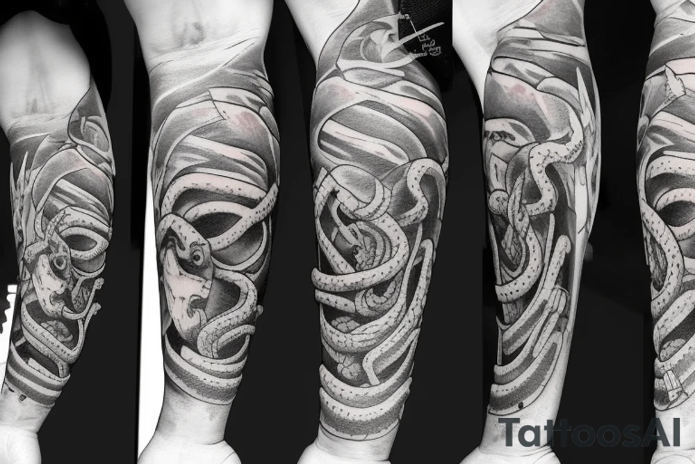 Snake on a full arm tattoo idea