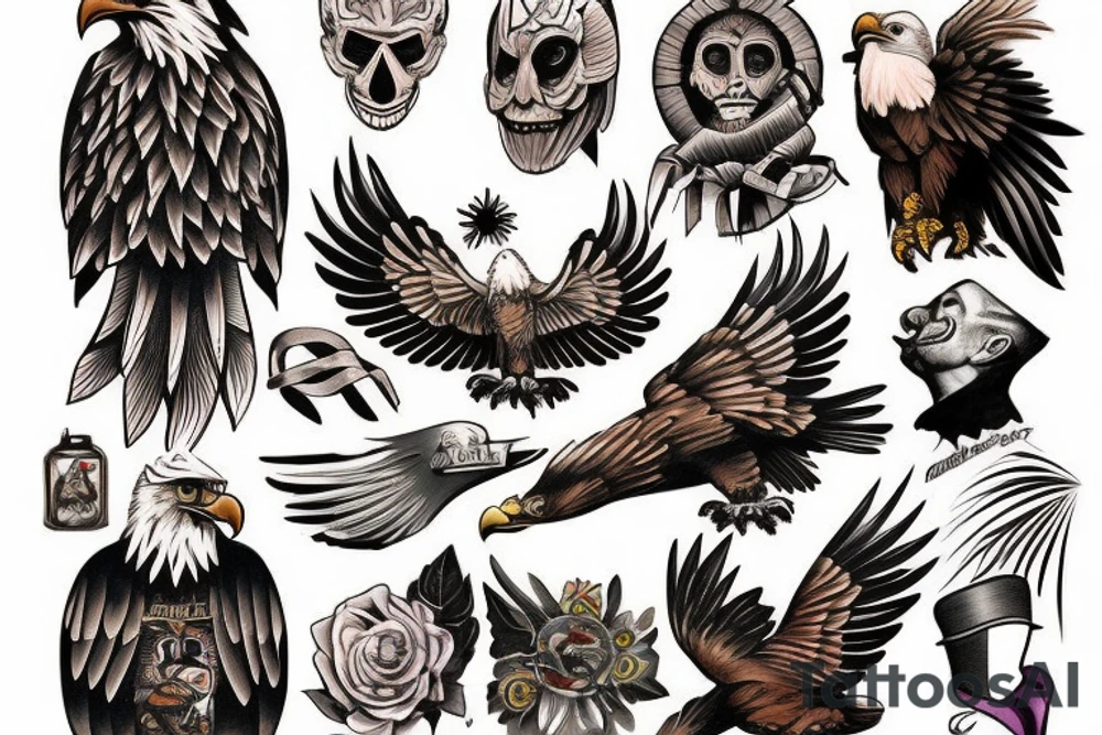 Eagle clown tattoo idea
