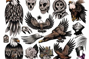Eagle clown tattoo idea
