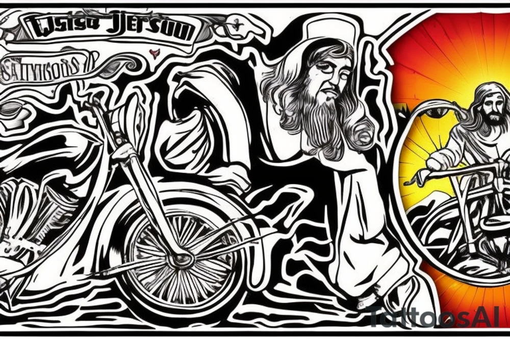 Jesus riding bike tattoo idea