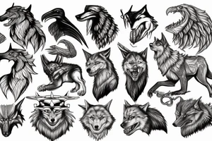 Viking, fenrir wolf, ragnarok, Raven, Thor tattoo idea